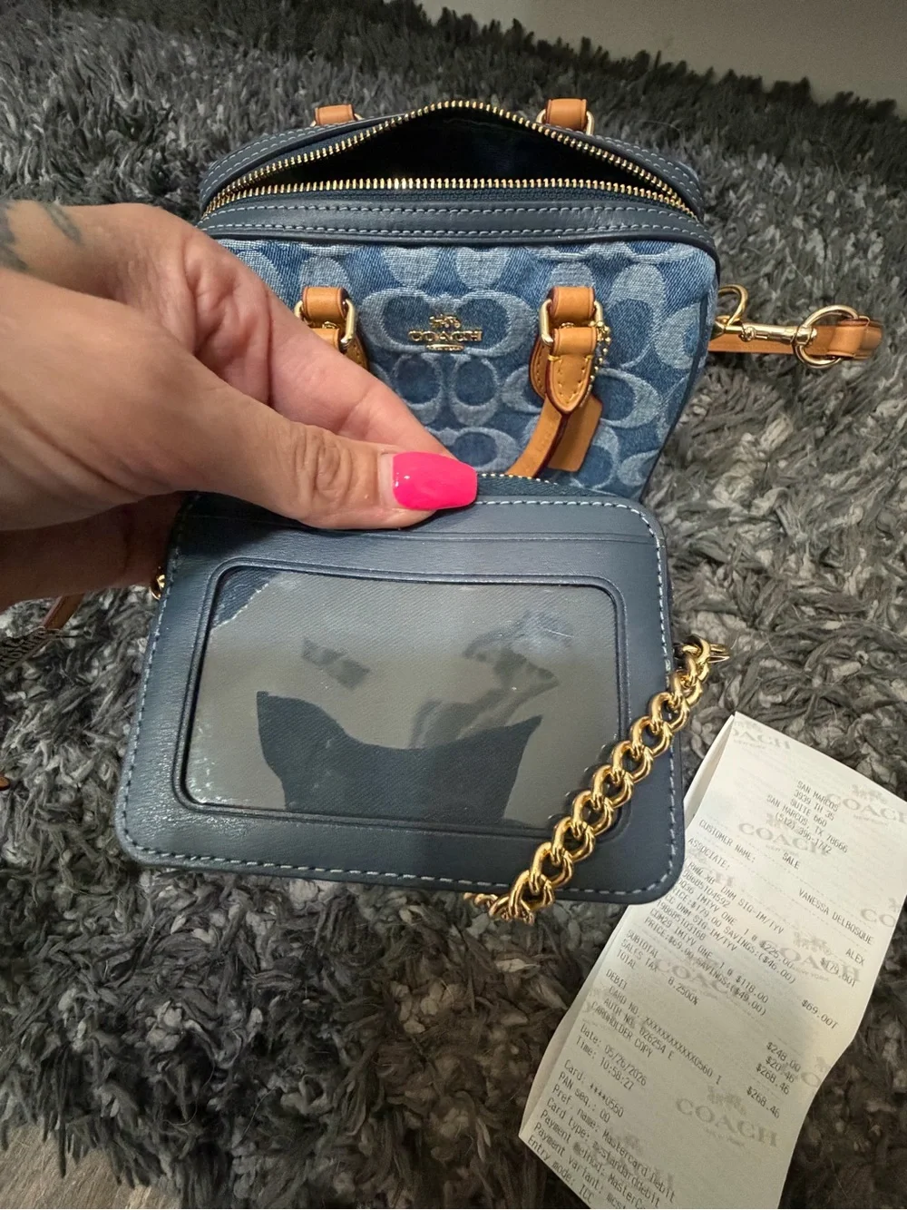 Coach Mini Rowan Crossbody Denim with matching wallet